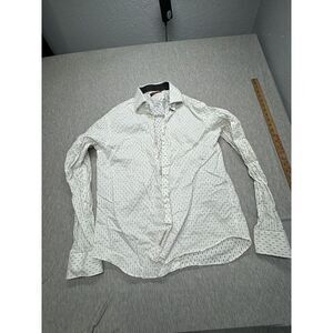 Strada ITALY Shirt Men XL White Blue Check Long Sleeve Button Up Designer